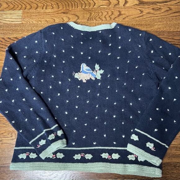 VTG Christopher & Banks Holly Berry Wreath Pullover Sweater Womens S Embroidered - Picture 2 of 10